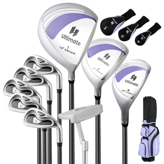 Costway Ladies Womens Complete Golf Clubs Set 10 Pieces Includes Alloy Driver Purple