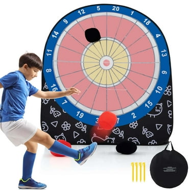 Costway Large Dart Board for Kids with 4 Kick Balls, Carrying Bag Giant Outdoor Kick Black