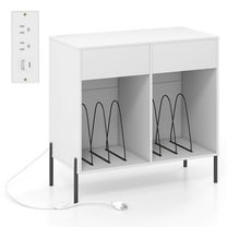 Costway Large Record Player Stand with Charging Station Storage Compartments & 2 Drawers White