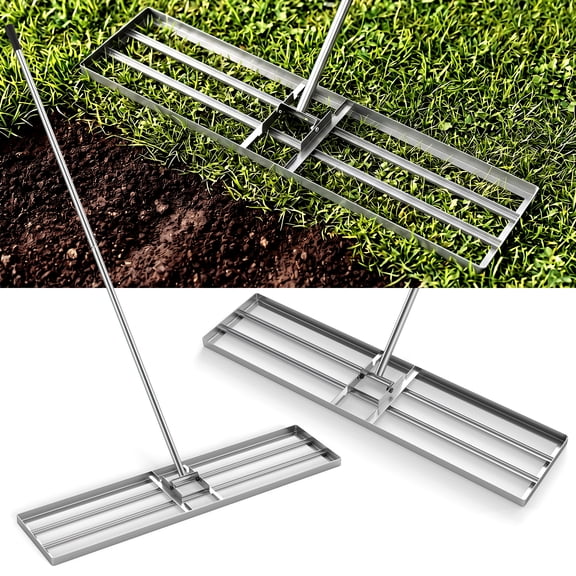 Costway Lawn Leveling Rake 42" x 10" Heavy Duty Level Lawn Tool for Garden Backyard/Lawn Silver