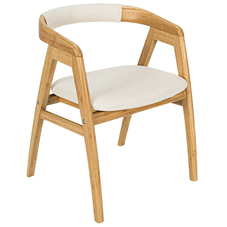 Costway Leisure Bamboo Chair Dining Chair w Curved Back Anti