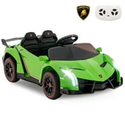 Costway Licensed Lamborghini 4WD Kids Ride-on Sports Car 12V Electric Vehicle with Remote Green