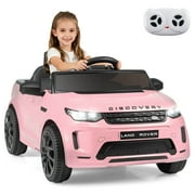 Costway 12V Licensed Land Rover Kids Ride on Car with Remote Control, LED Lights, Music, Horn Pink