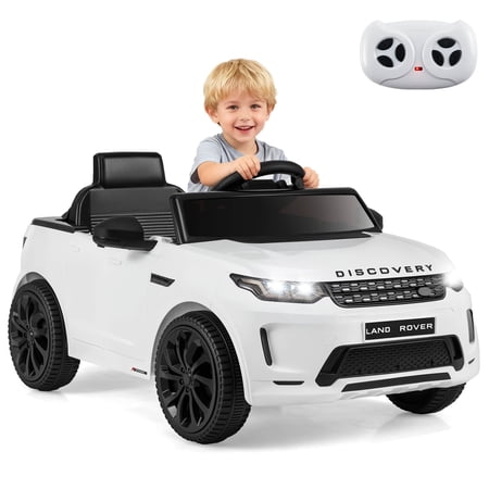 Costway 12V Licensed Land Rover Kids Ride on Car with Remote Control, LED Lights, Music, Horn White
