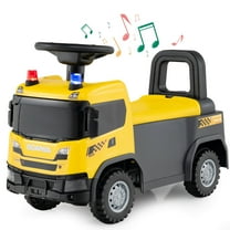 Costway Licensed Scania Toy Construction Truck with Lights Sounds & Under-Seat Storage Yellow