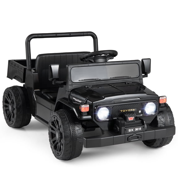 Costway Licensed Toyota 12V Kids Ride On Truck with Remote, Dump Bed, Lights, Music Black