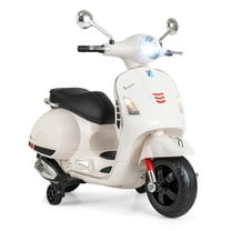 Costway Licensed VESPA 12V Kids Electric Motorcycle with Music Horn Story Training Wheels White
