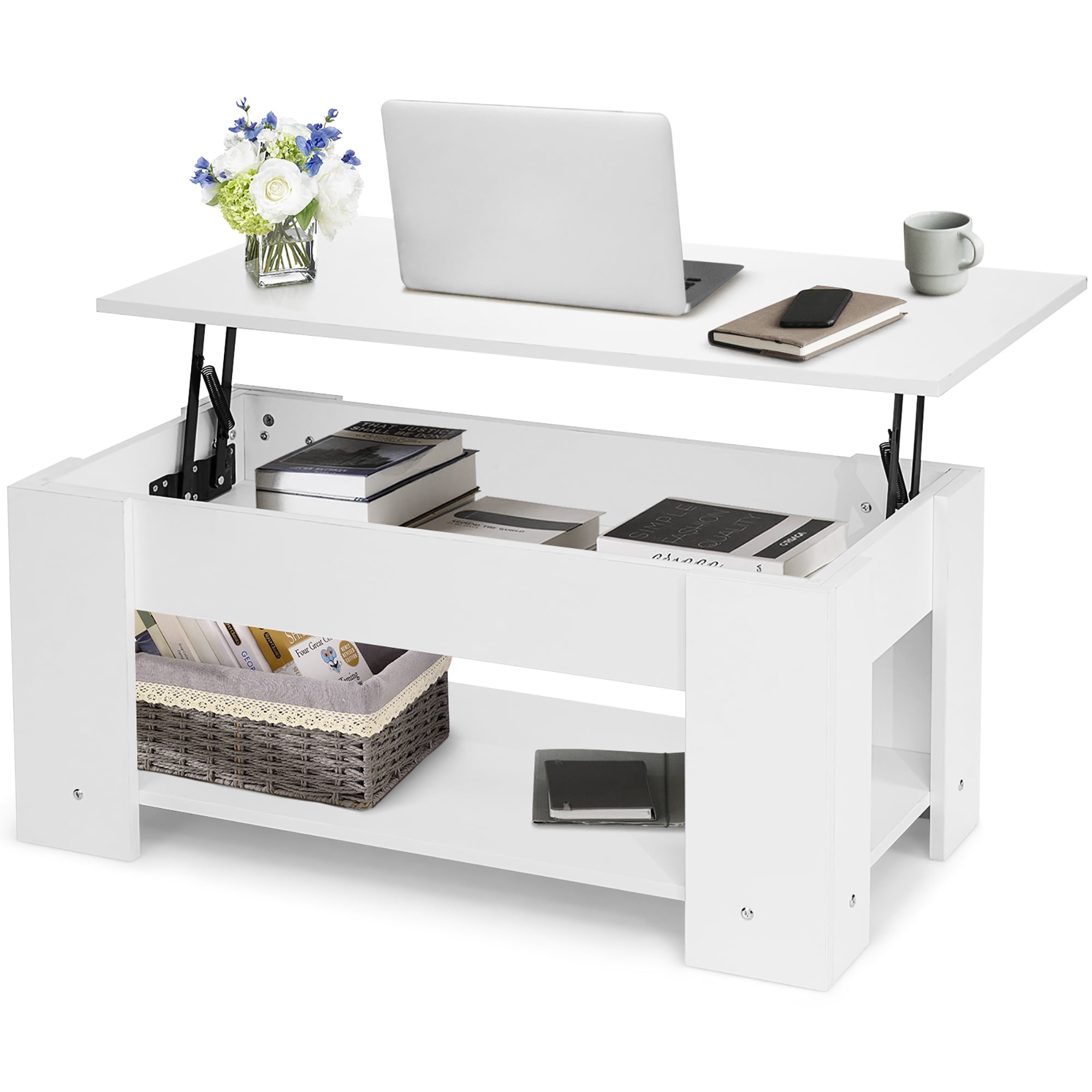 Costway Lift Top Coffee Table Modern Accent Table w/Hidden Storage