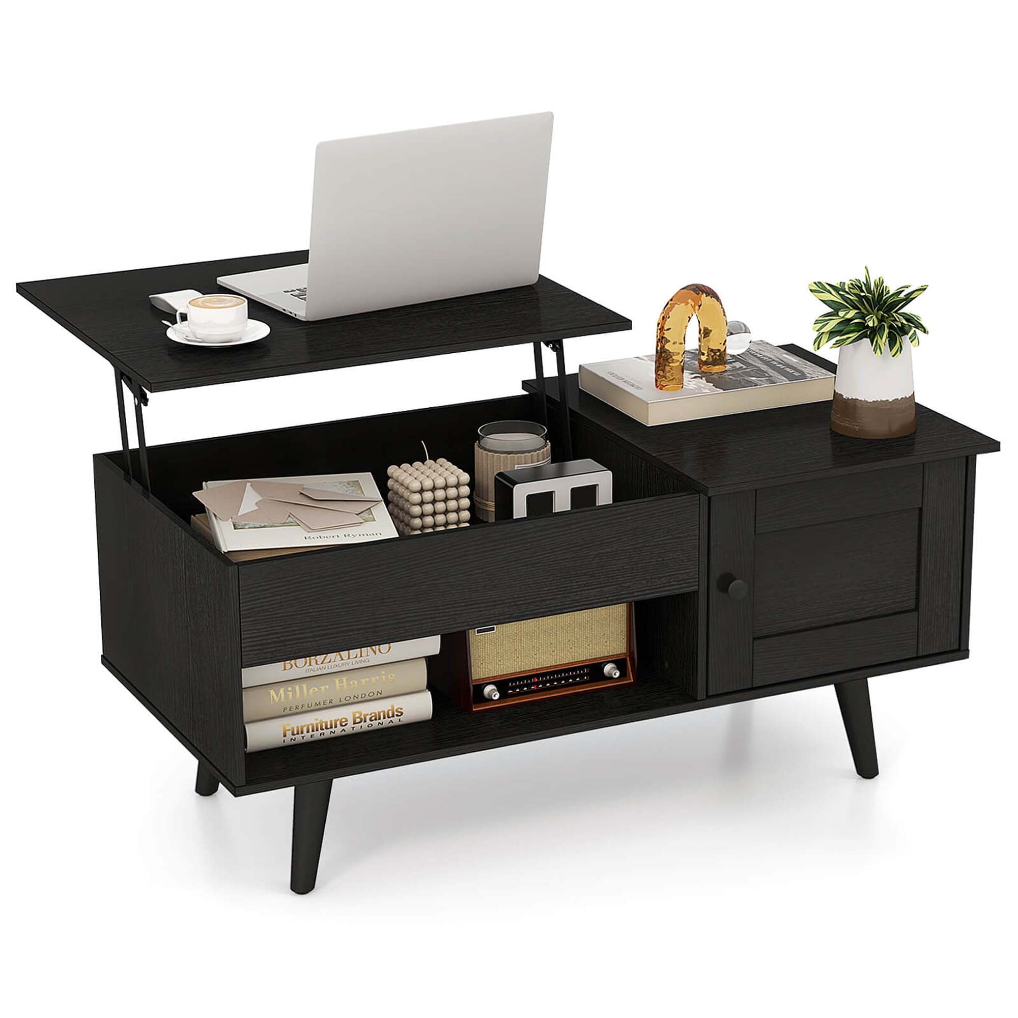 Costway Lift Top Coffee Table with Storage Hidden Compartment Cabinet ...