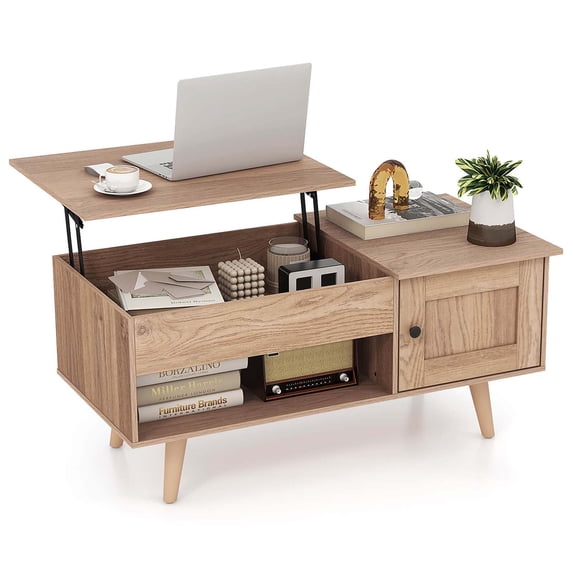 Costway Lift Top Coffee Table with Storage Hidden Compartment Cabinet ...