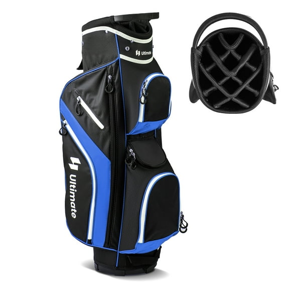 Costway Lightweight Golf Cart Bag with 14 Way Top Dividers 9 Pockets Rain Hood Cooler Bag Blue
