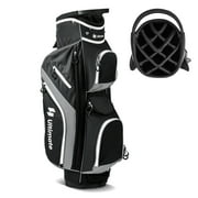 Costway Lightweight Golf Cart Bag with 14 Way Top Dividers 9 Pockets Rain Hood Cooler Bag Grey