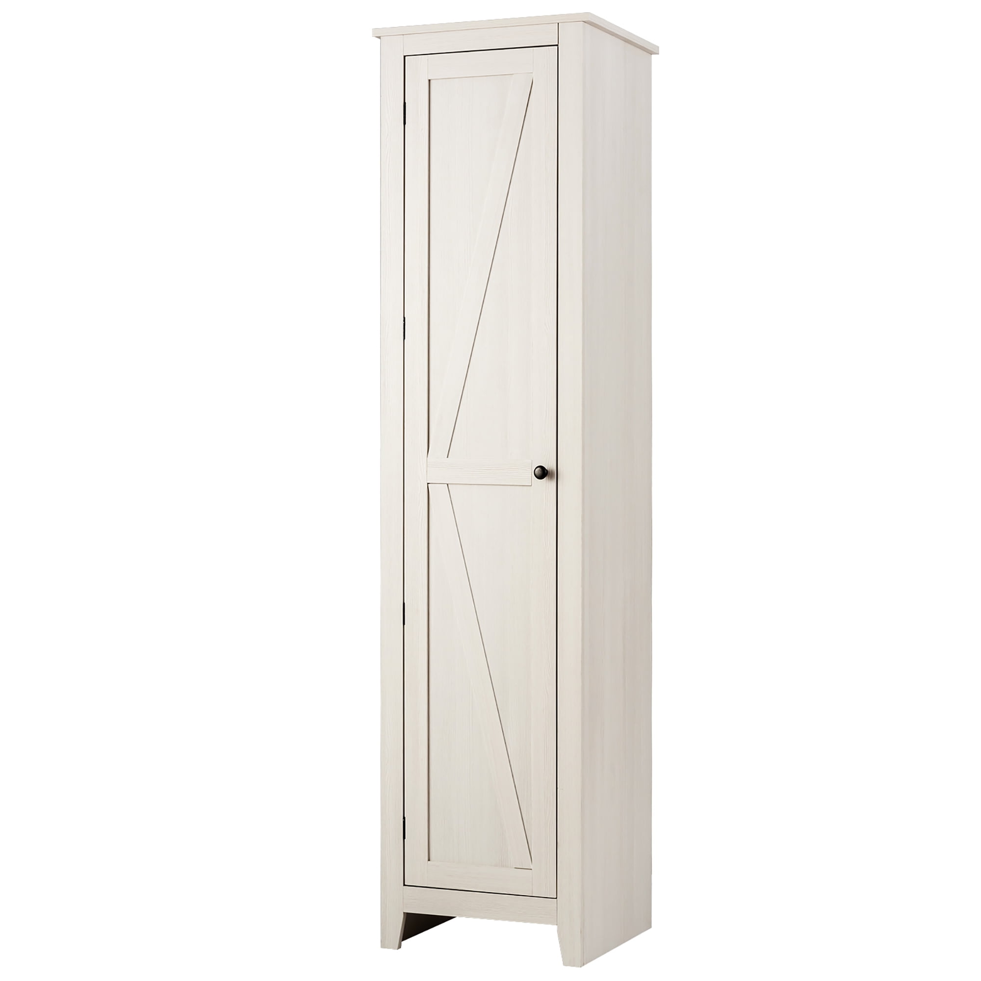 Costway Linen Tower Bathroom Storage Cabinet Tall Slim Side Organizer w/ Shelf White