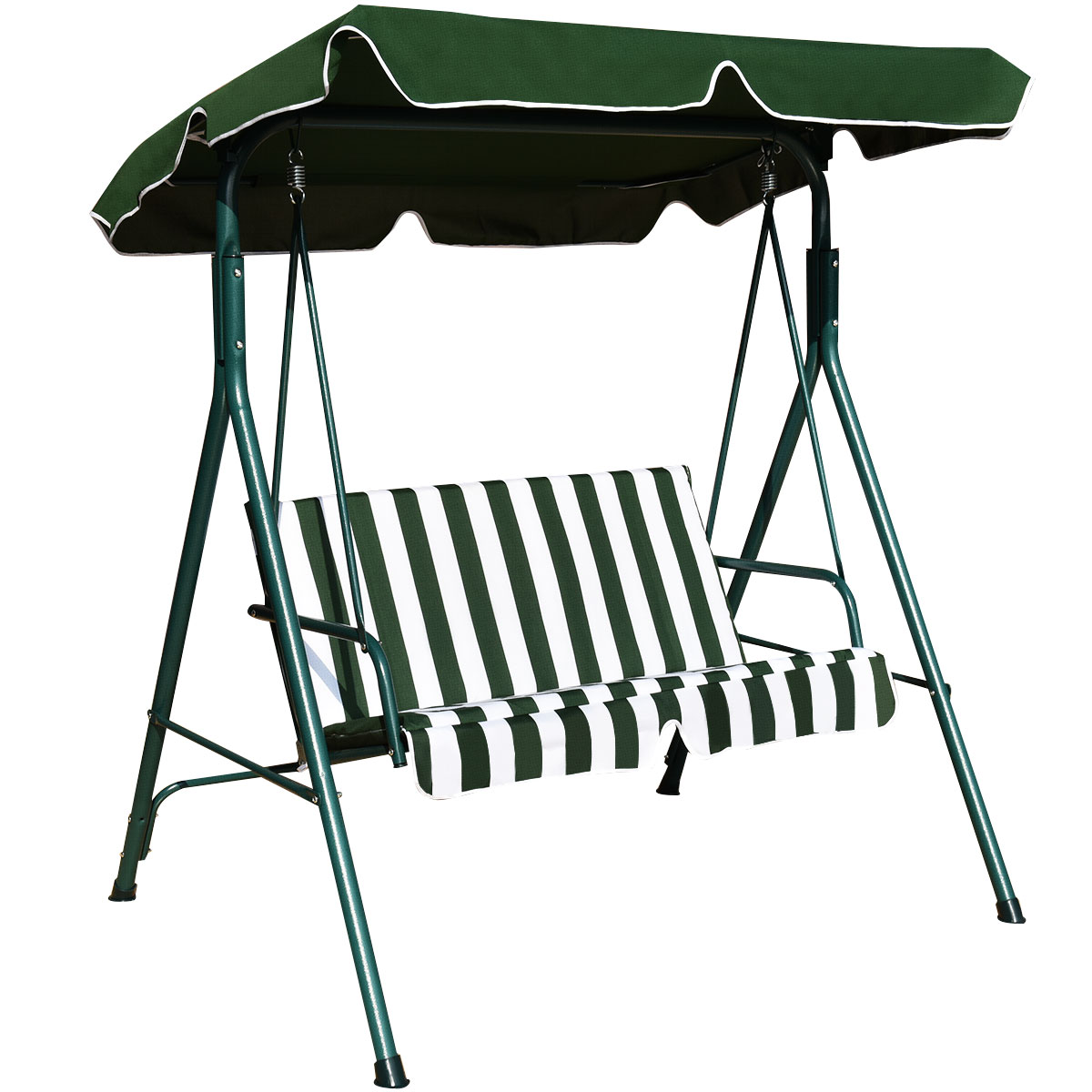 Costway Loveseat Patio Canopy Swing Glider Hammock Cushioned Steel Frame Outdoor Green - image 1 of 7