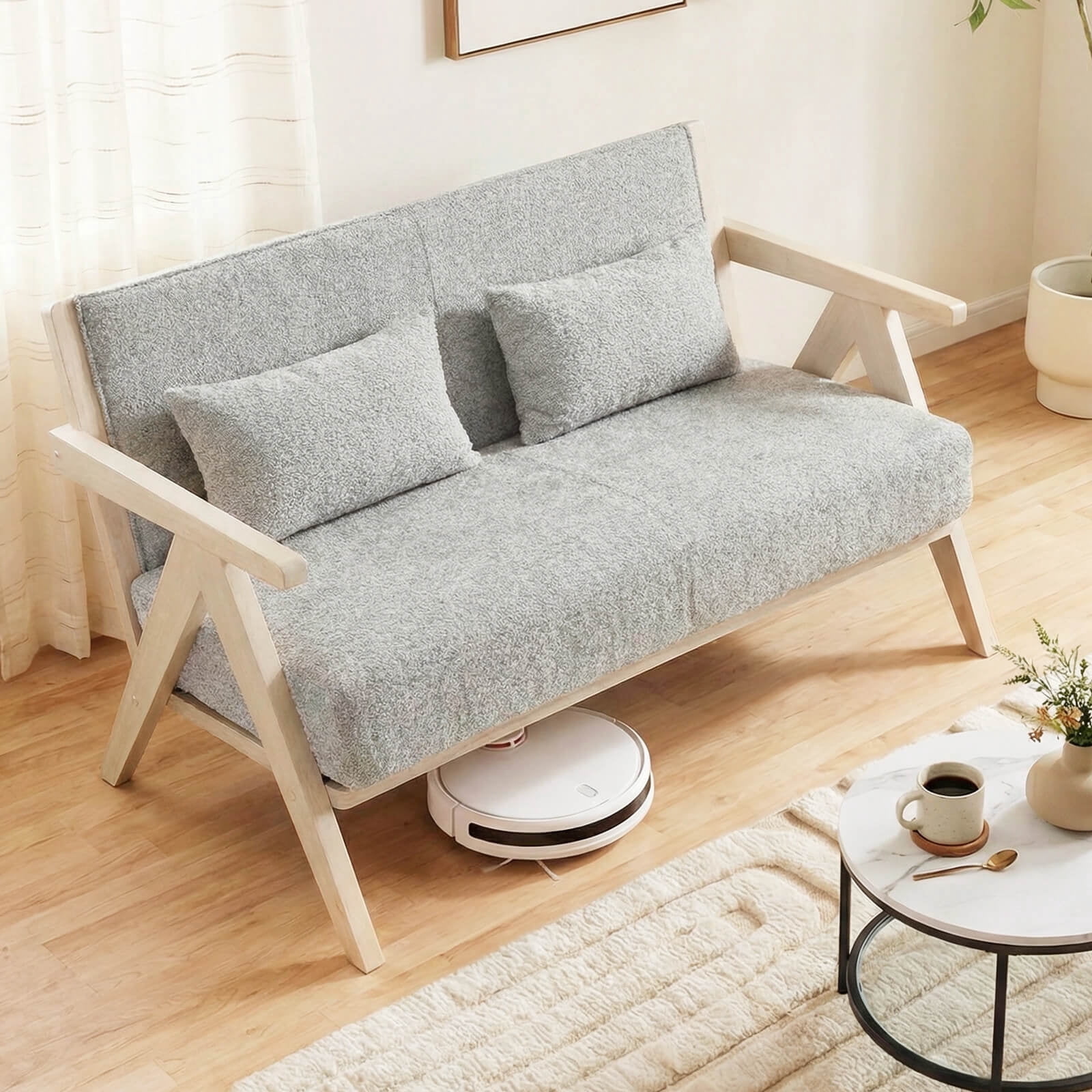 Small Space Soft Costway Loveseat Sofa for Small Spaces Soft Chenille Fabric Armchair ...