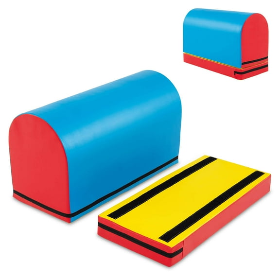 Costway Mailbox Tumbling Mat Gymnastics Vaulting Box with Detachable Mat & Carrying Handle Red