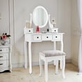 thumbnail image 1 of Costway Makeup Desk Vanity Dressing Table Oval Stool 5 Storage Drawers, 1 of 12