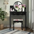 thumbnail image 1 of Costway Makeup Vanity Table Set Drawers Oval Dressing Table Black, 1 of 11
