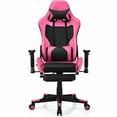 thumbnail image 1 of Costway Massage Gaming Chair Reclining Racing Office Computer Chair with Footrest Pink, 1 of 12