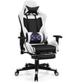 thumbnail image 1 of Costway Massage Gaming Chair Reclining Racing Office Computer Chair with Footrest White, 1 of 12