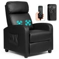 thumbnail image 1 of Costway Massage Recliner Chair Single Sofa PU Leather Padded Seat w/ Footrest Black, 1 of 9