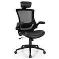 thumbnail image 1 of Costway Mesh Back Adjustable Swivel Office Chair w/ Flip up Arms Leather Seat, 1 of 12