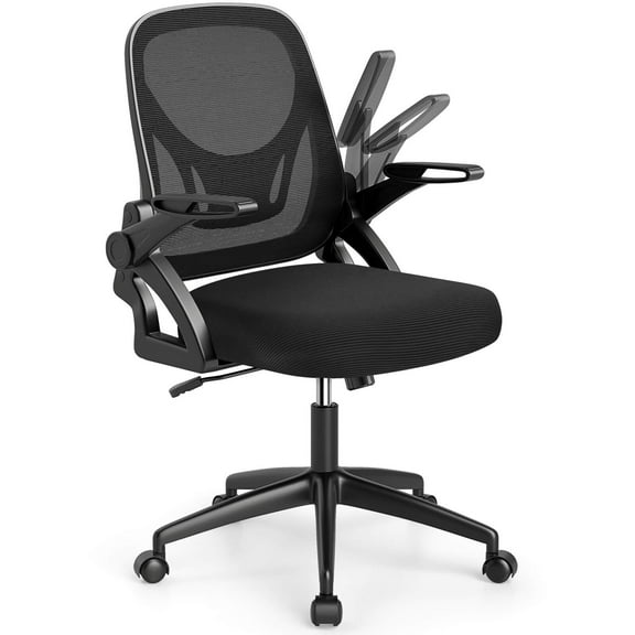 Costway Mesh Office Chair with Lumbar Support & Flip-up Arms Rolling Casters for Work