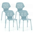 thumbnail image 1 of Costway Metal Dining Chair Set of 4 Armless Kitchen Hollowed Backrest & Metal Legs Blue, 1 of 12