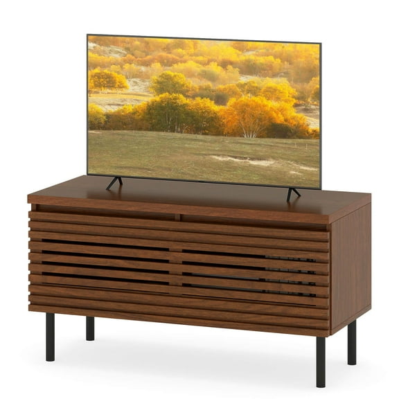 Costway Mid Century Fluted TV Stand for 40" TV Console Table with  or 2 Hidden Compartments