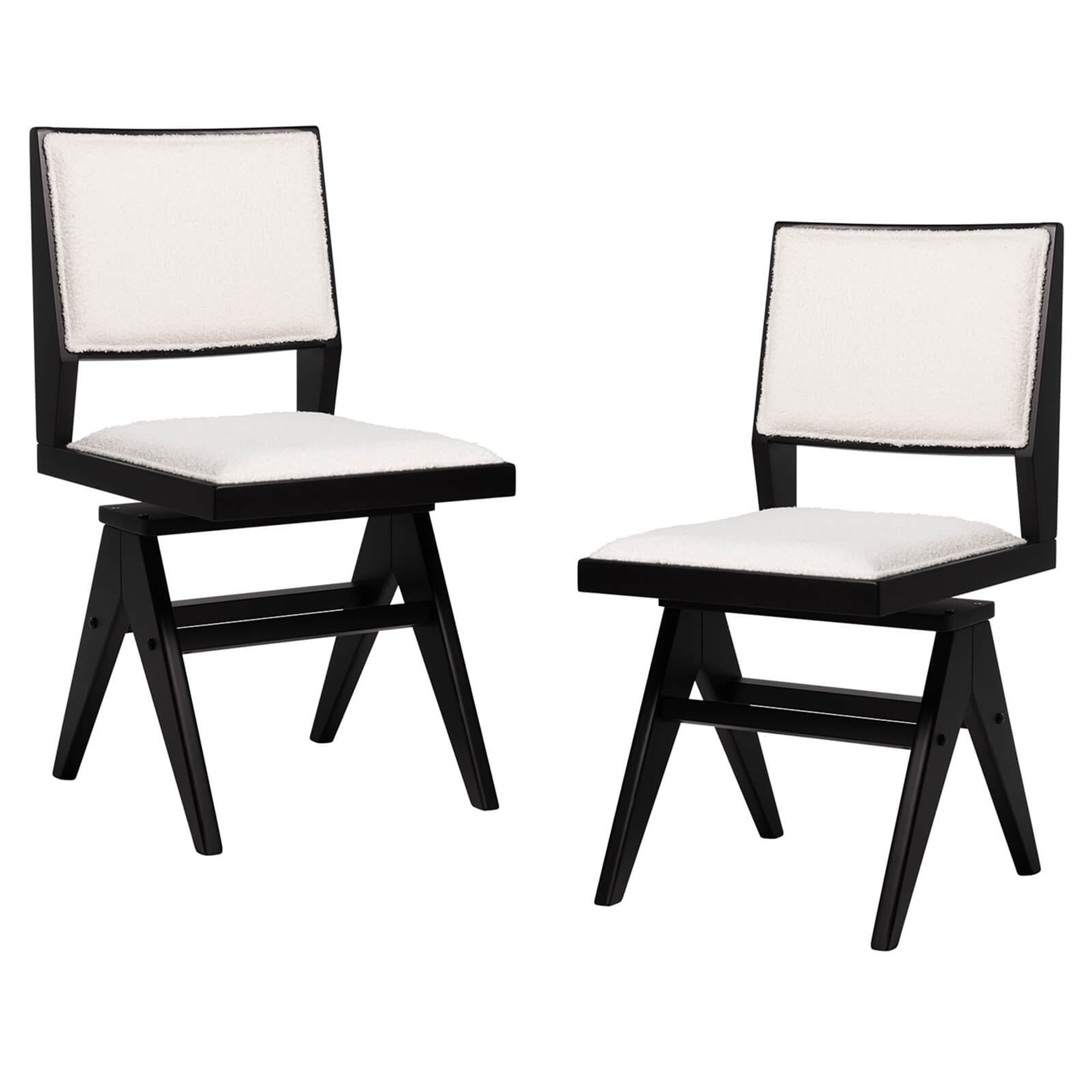 Costway Mid Century Modern Dining Chairs Set of 2 Faux Shearling Upholstered Dinner Chairs