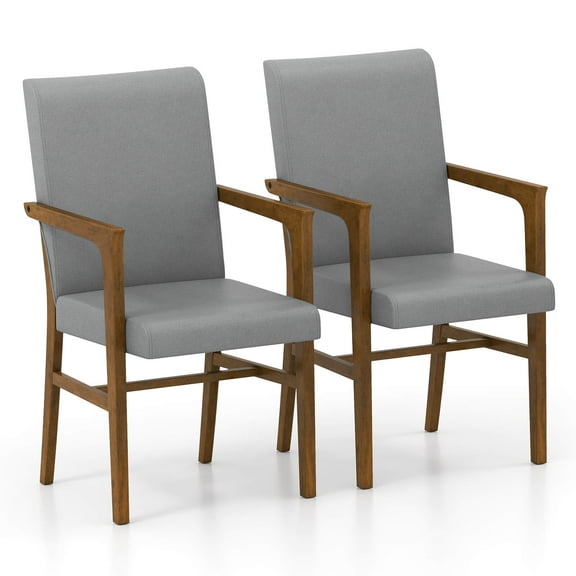 Costway Mid-Century Modern Dining Chairs Set of 2 Upholstered Accent Chairs Armchairs