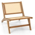 thumbnail image 1 of Costway 1 PCS Mid Century Modern Teak Wooden Chair with Handwoven Rattan Seat & Backrest, 1 of 8