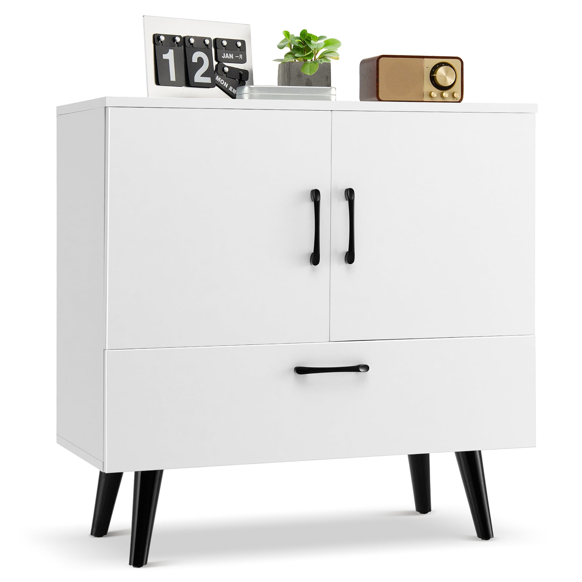 Boyel Living White Accent Storage Cabinet with 3-Drawer Chest, white-014