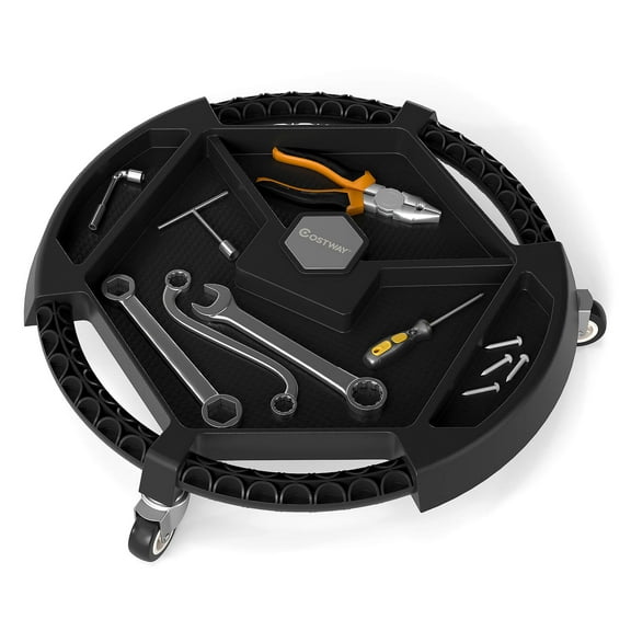 Costway Mobile Automotive Tool Creeper with 3 Swivel Casters & 4 Compartments for Garage