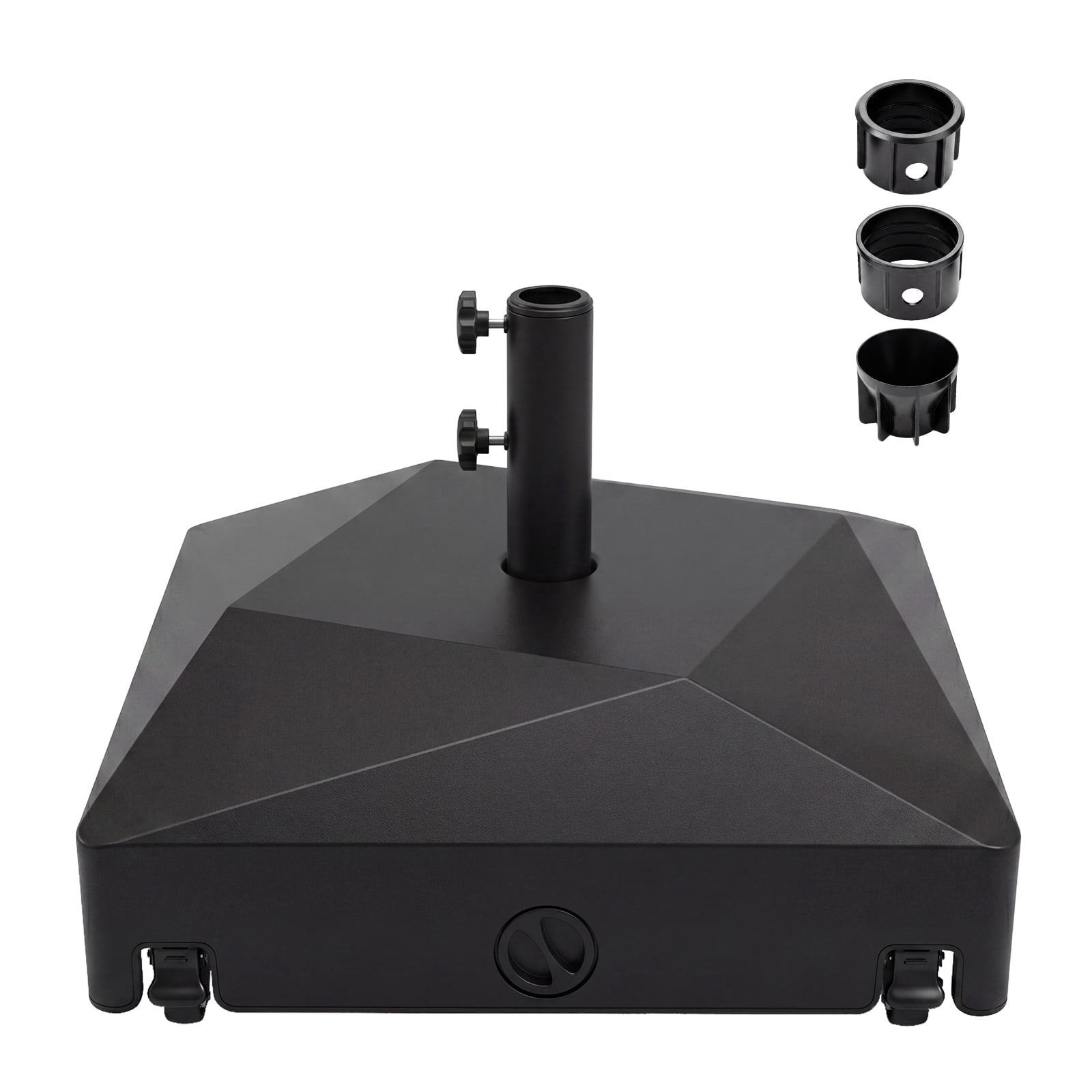 Costway Mobile Fillable Umbrella Base with4 Wheels, 2 Knobs & Couplers for 1.5”-1.9” Poles
