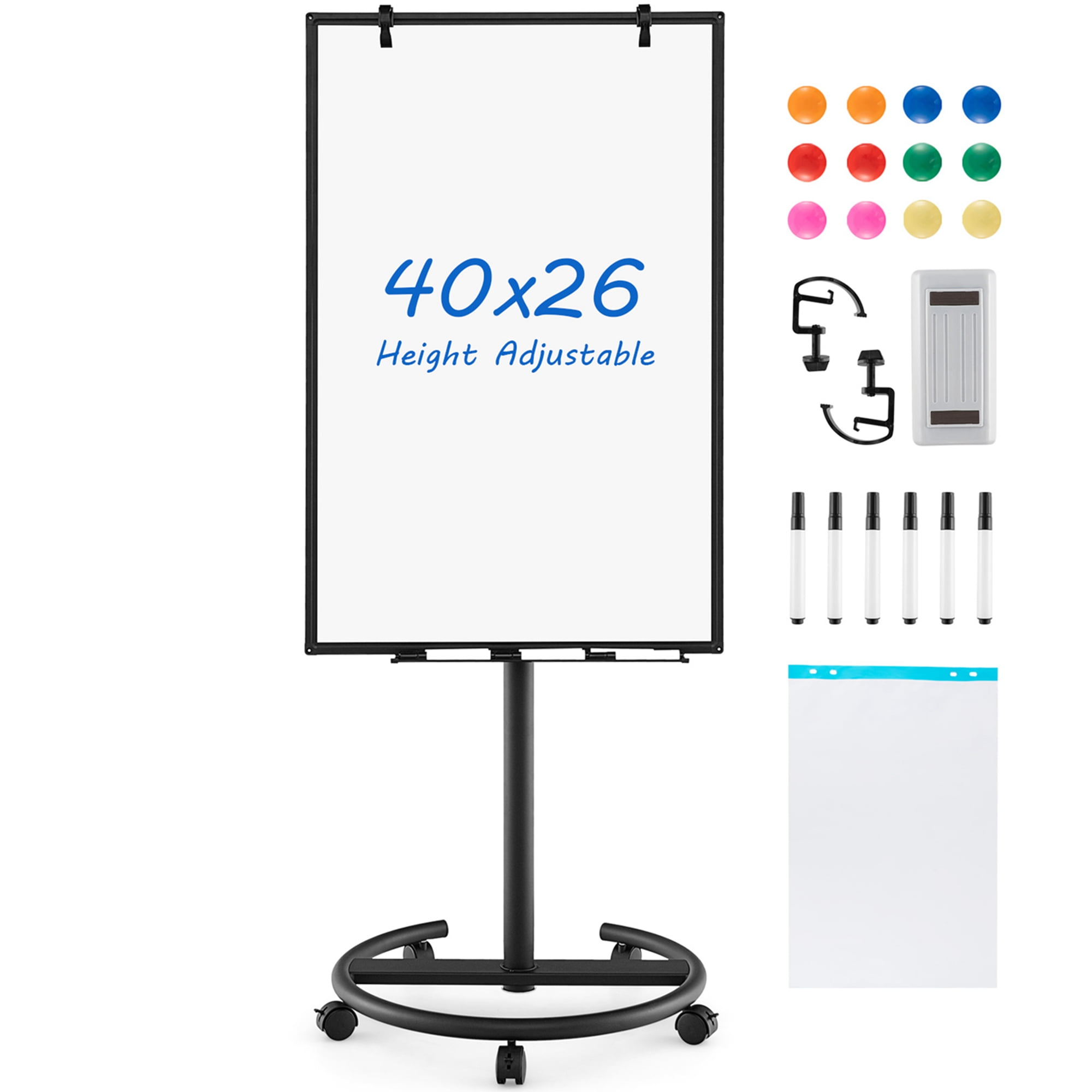 Adjustable Black Metal Mobile Magnetic Whiteboard with Stand