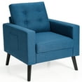 thumbnail image 1 of Costway Modern Accent Armchair Upholstered Single Sofa Chair w/ 2-Side Pockets Navy, 1 of 10