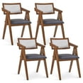 thumbnail image 1 of Costway Modern Accent Chairs Set of 4 with Leathaire Seat Cushions &  Backrests Brown, 1 of 9