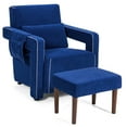 thumbnail image 1 of Costway Modern Berber Fleece Single Sofa Chair w/ Ottoman & Waist Pillow Blue, 1 of 11
