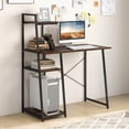 thumbnail image 1 of Costway Modern Computer Desk with 3-tier Storage Shelf CPU Stand Metal Frame for Bedroom, 1 of 10