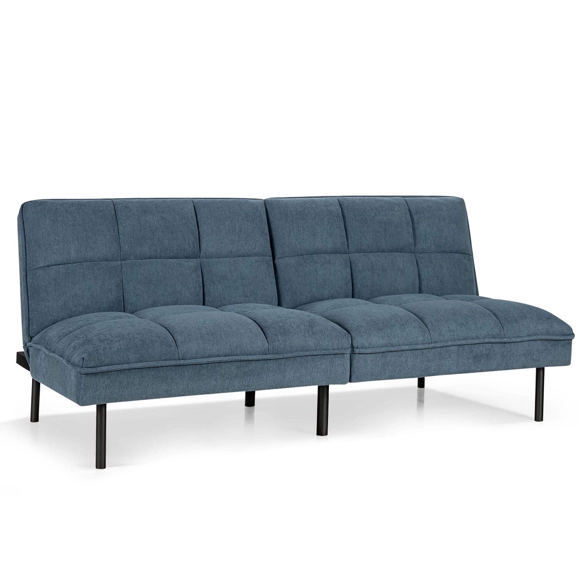 Costway Modern Convertible Futon Sofa Bed Linen Fabric Folding Couch ...
