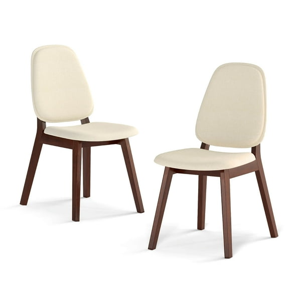 Costway Modern Dining Chair Set of 2 with Upholstered Backrest Seat Linen Fabric for Room