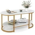 thumbnail image 1 of Costway Modern Durability MDF Coffee Table with Open Storage Shelf, White Gold, 1 of 10