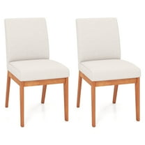 Costway Modern Kitchen Chair Set of 2 Dining Chair with Rubber Wood Legs & Padded Seat