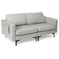 thumbnail image 1 of Costway Modern Loveseat Leathaire 2-Seat Sofa Couch with  Side Storage Pocket Light Grey, 1 of 10