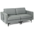 thumbnail image 1 of Costway Modern Loveseat Linen Fabric 2-Seat Sofa Couch w/ Side Storage Pocket Dark Grey, 1 of 10