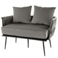 thumbnail image 1 of Costway Modern Loveseat Sofa Upholstered Dutch Velvet Couch with Woven Back & Arms Grey, 1 of 10