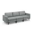 thumbnail image 1 of Costway Modern Modular 3-Seat Sofa Couch w/ Side Storage Pocket & Metal Leg Dark Grey, 1 of 9