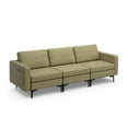thumbnail image 1 of Costway Modern Modular 3-Seat Sofa Couch w/ Side Storage Pocket & Metal Leg Green, 1 of 9