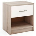 thumbnail image 1 of Costway Modern Nightstand Bedside Table with Drawer Open Storage Shelf for Small Spaces Natural&White, 1 of 10
